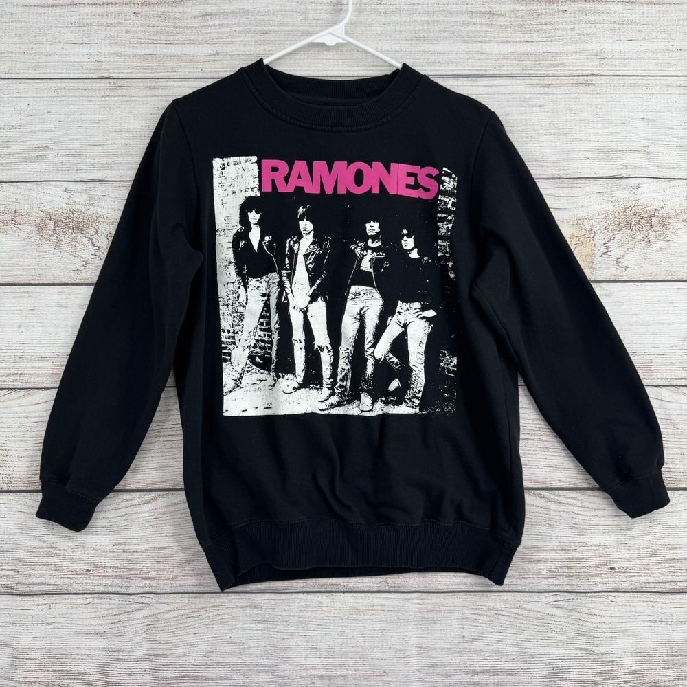 Ramones Sweatshirt Mens Medium Black Pink Graphic Band Logo Pullover